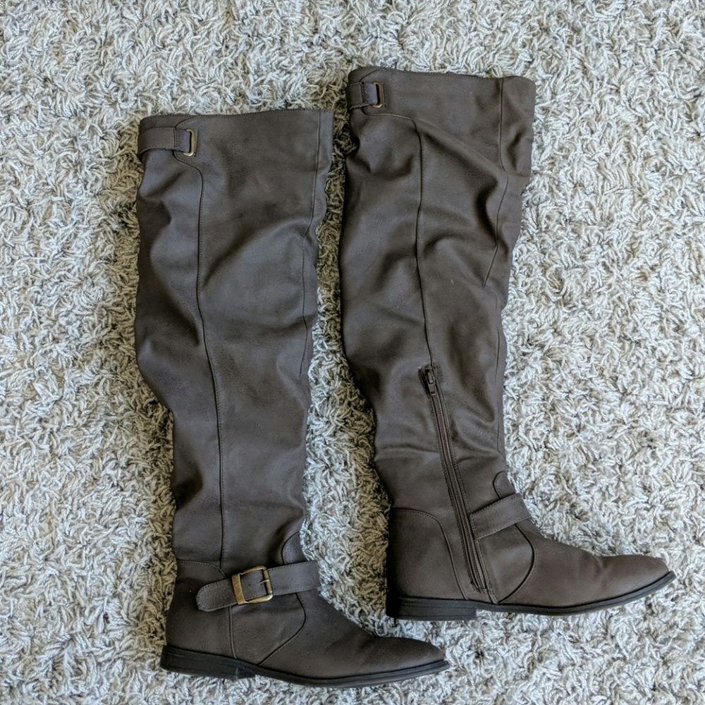 Dark Taupe/Gray Over the Knee Boots
